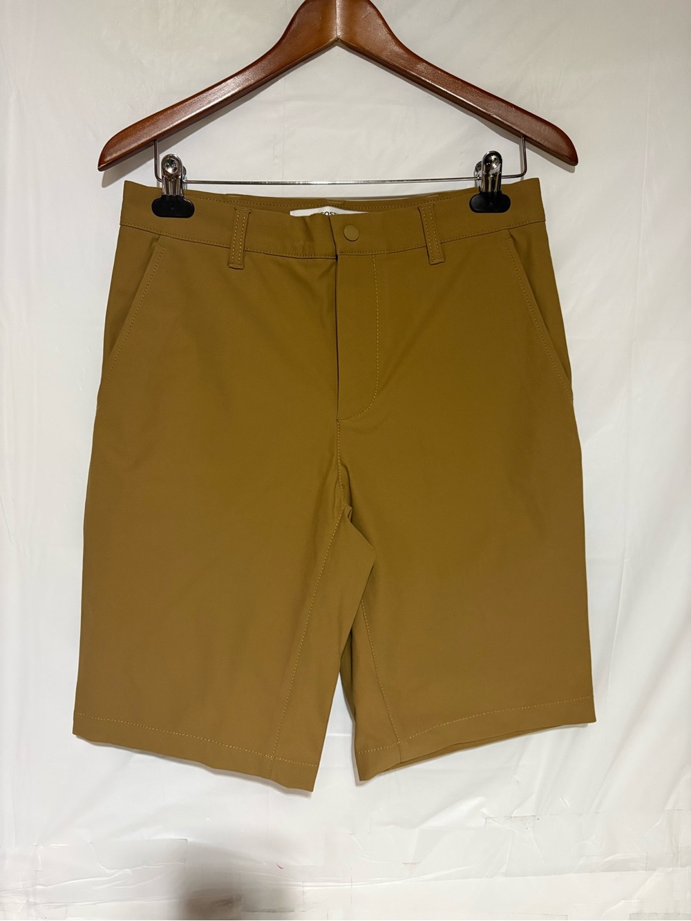 Lacoste Men's Flat Front Stretch Shorts in Mustard